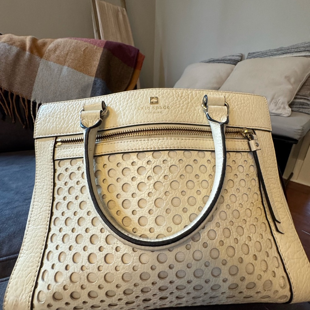 Kate Spade Beige Perforated Satchel